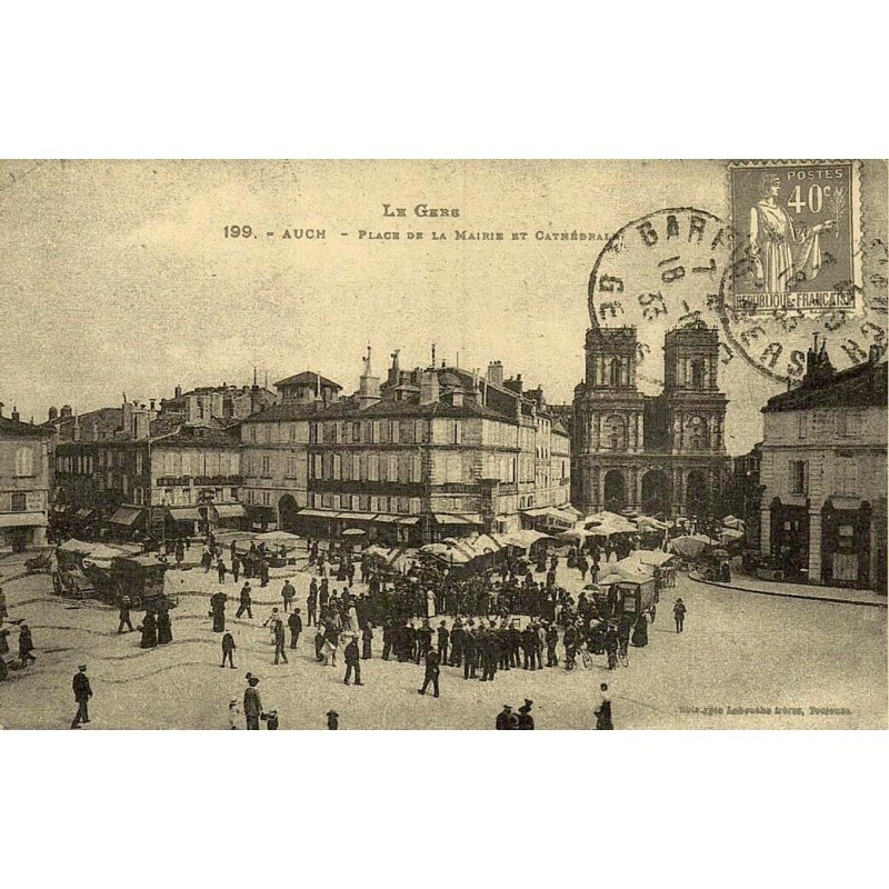Auch place de la Mairie et cathédrale reproduction de carte postale ancienne Collection Cartes d'Autrefois
