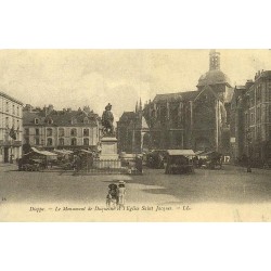 Dieppe monument de Duquesne et église Saint-Jacques reproduction de carte postale ancienne Collection Cartes d'Autrefois