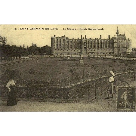 Reproduction de carte ancienne du château de Saint-Germain-en-Laye façade septentrionale Collection Cartes d'Autrefois