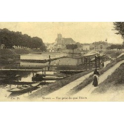 Reproduction de carte ancienne Meaux vue prise du quai Thiers Collection Cartes d'Autrefois