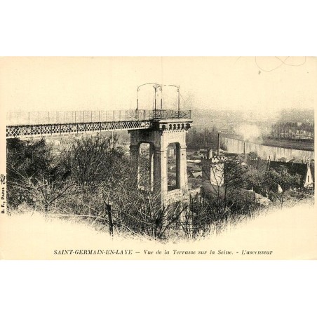 Reproduction de carte ancienne Saint-Germain-en-Laye terrasse sur la Seine et ascenseur Collection Cartes d'Autrefois