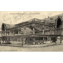 Reproduction de carte ancienne Saint-Quentin Halles Centrales après guerre Collection Cartes d'Autrefois