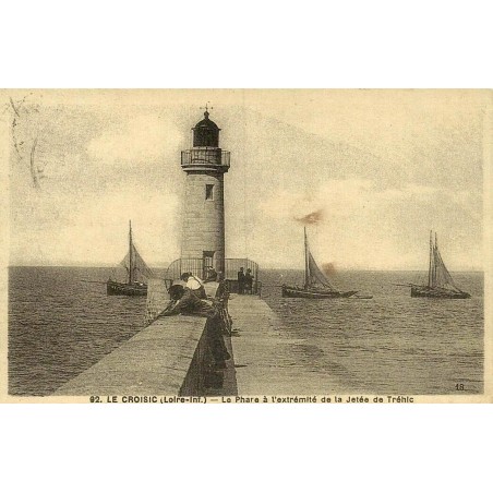 Reproduction de carte ancienne Le Croisic phare de la jetée de Tréhic Collection Cartes d'Autrefois