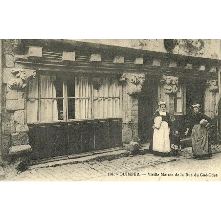Reproduction de carte ancienne Quimper vieille maison rue du Gué Odet Collection Cartes d'Autrefois