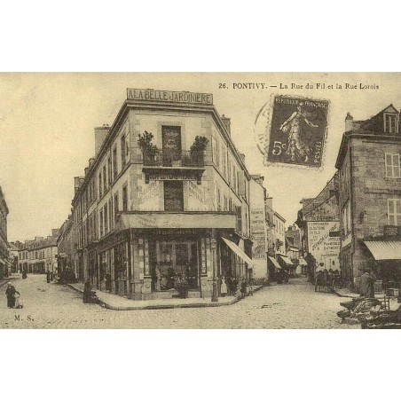 Reproduction de carte ancienne Pontivy rue du Fil et rue Louis Collection Cartes d'Autrefois
