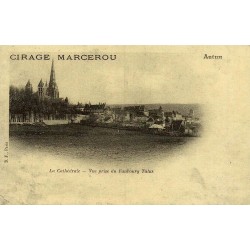 Reproduction de carte ancienne Rodez cathédrale vue du faubourg Talus Collection Cartes d'Autrefois