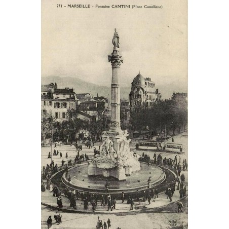 Reproduction de carte ancienne Marseille fontaine Cantini place Castellane Collection Cartes d'Autrefois