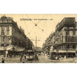Reproduction de carte ancienne Marseille rue Cannebière Collection Cartes d'Autrefois