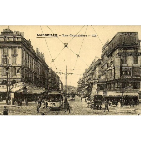Reproduction de carte ancienne Marseille rue Cannebière Collection Cartes d'Autrefois