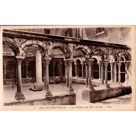 Carte postale ancienne du cloître du XIᵉ siècle à Aix-en-Provence