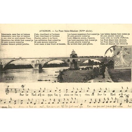 Reproduction de carte ancienne Avignon pont Saint-Bénézet Collection Cartes d'Autrefois