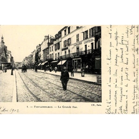 Reproduction de carte ancienne Fontainebleau la Grande Rue Collection Cartes d'Autrefois