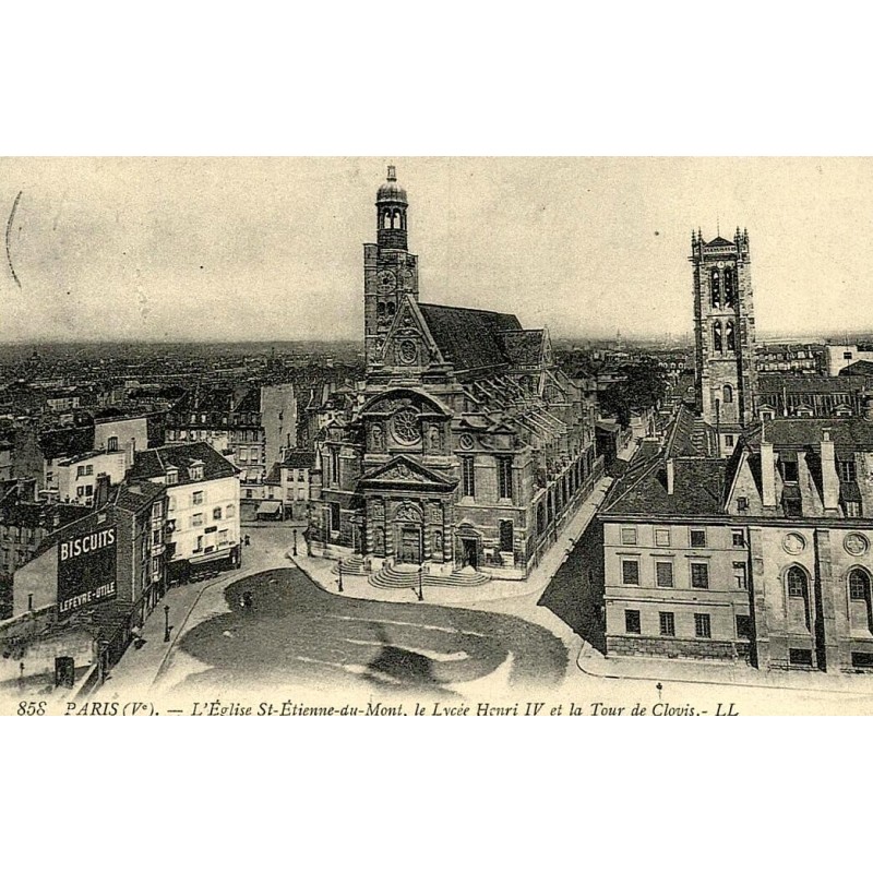 Reproduction de carte ancienne Paris Saint-Étienne-du-Mont Lycée Henri-IV Tour de Clovis Collection Cartes d'Autrefois