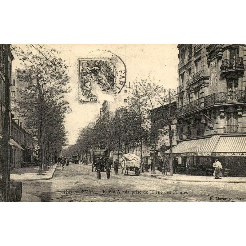 Reproduction de carte ancienne Paris Rue d’Alésia prise de la Rue des Plantes Collection Cartes d'Autrefois