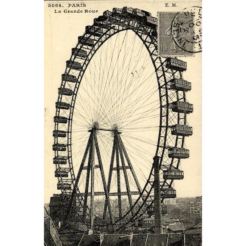 Reproduction de carte postale ancienne Collection Cartes d'Autrefois Paris La Grande Roue Exposition universelle 1900