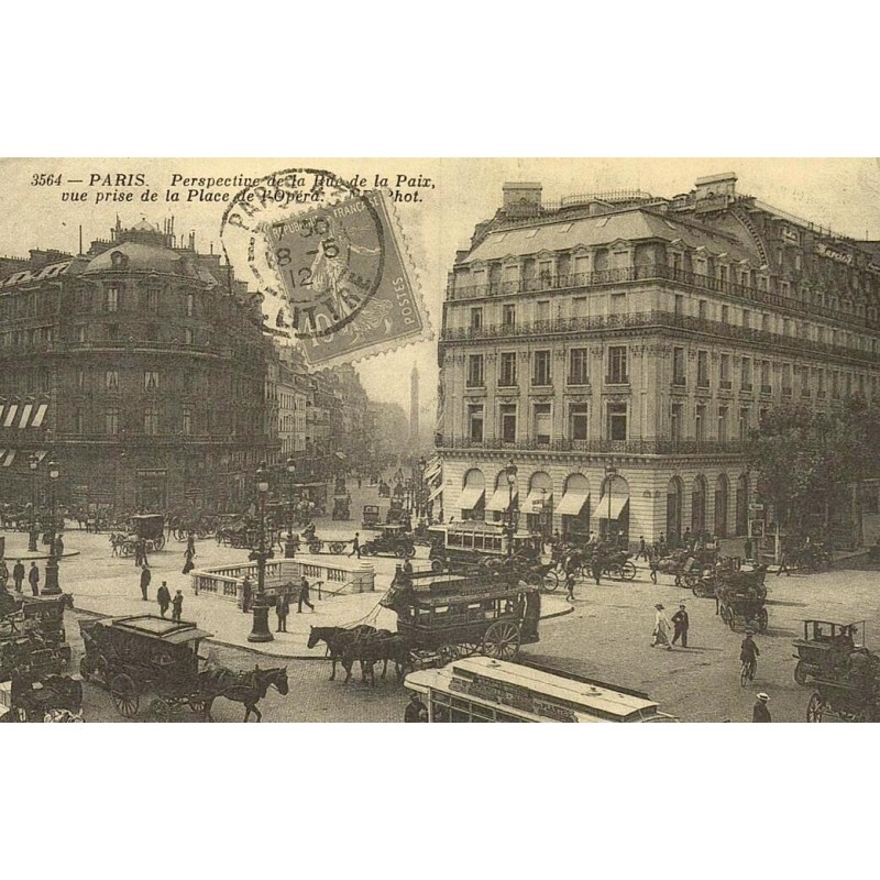 Reproduction de carte postale ancienne Collection Cartes d'Autrefois Paris Perspective de la Rue de la Paix