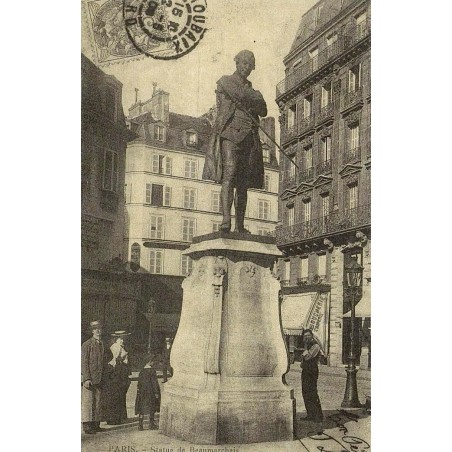 Reproduction de carte postale ancienne Collection Cartes d'Autrefois Paris Statue de Beaumarchais monument historique