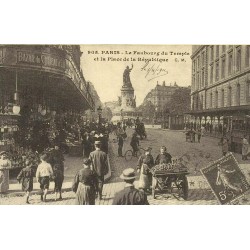 Reproduction de carte postale ancienne Collection Cartes d'Autrefois Paris Faubourg du Temple Place de la République