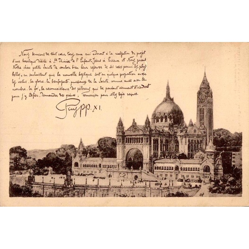 Carte postale ancienne projet architectural de la basilique de Sainte-Thérèse de Lisieux