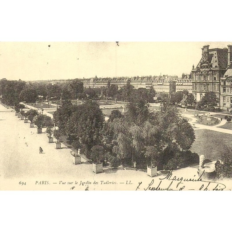 Reproduction de carte postale ancienne Collection Cartes d'Autrefois Paris vue sur le Jardin des Tuileries