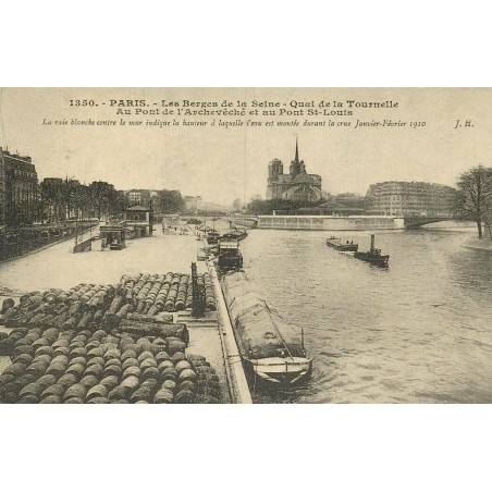 Reproduction de carte postale ancienne Collection Cartes d'Autrefois Paris Quai de la Tournelle berges de la Seine