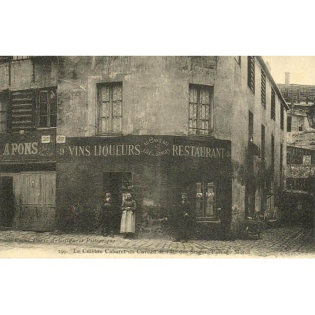Reproduction de carte postale ancienne Collection Cartes d'Autrefois Paris Caveau de l’Île des Singes Passage Moret
