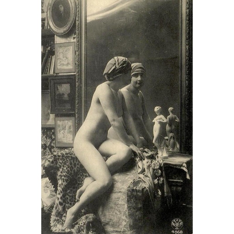 Reproduction de carte postale ancienne Collection Cartes d'Autrefois Nu au Miroir illustration artistique ancienne