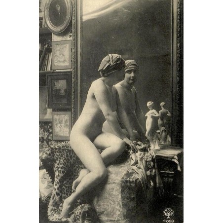 Reproduction de carte postale ancienne Collection Cartes d'Autrefois Nu au Miroir illustration artistique ancienne
