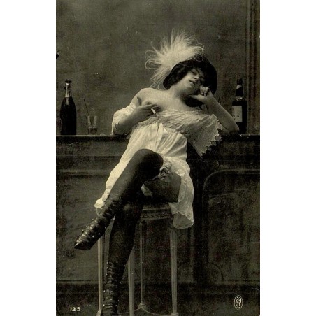 Reproduction de carte postale ancienne Collection Cartes d'Autrefois La Tentation illustration artistique Belle Époque