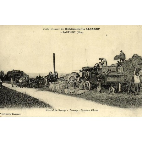 Reproduction de carte postale ancienne Collection Cartes d'Autrefois matériel de battage pressage système Albaret