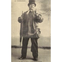 Reproduction de carte postale ancienne Collection Cartes d'Autrefois Marc de Pomme Au Retour d’un Bon Marché Normandie