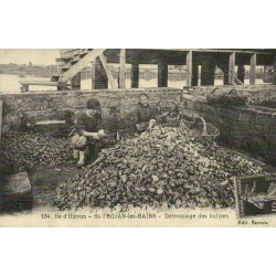 Reproduction de carte postale ancienne Collection Cartes d'Autrefois Saint-Trojan-les-Bains détroquage des huîtres île d’Oléron