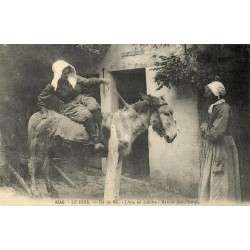 Reproduction de carte postale ancienne Collection Cartes d'Autrefois Le Bois-Plage-en-Ré l’âne en culotte retour des champs