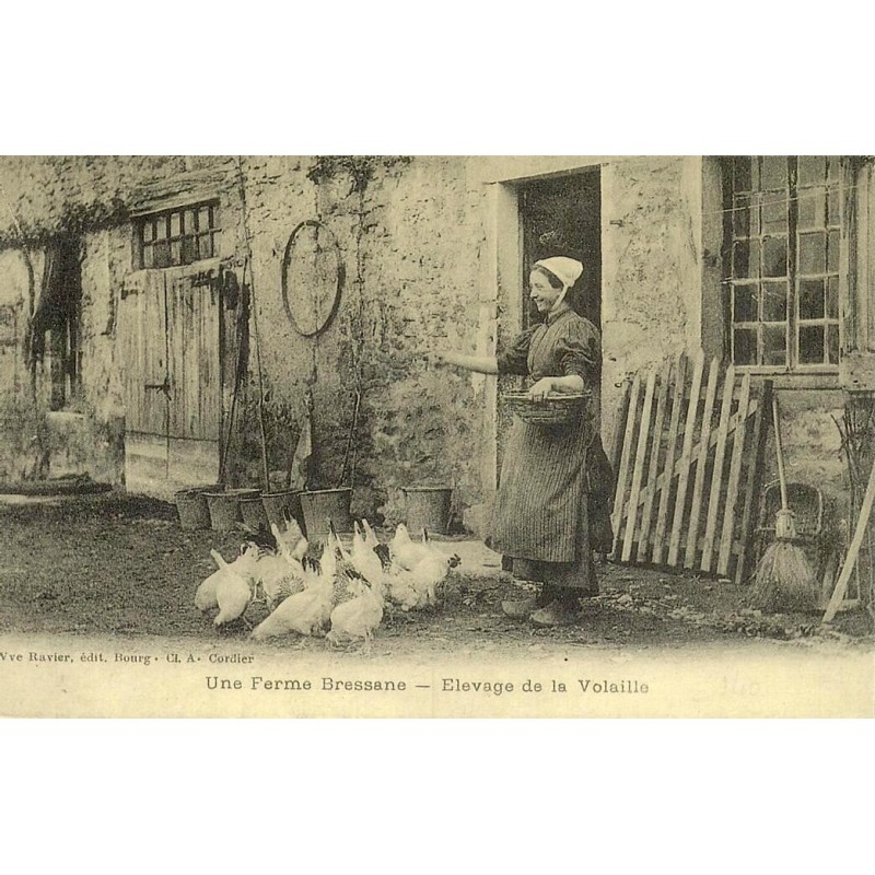 Reproduction de carte postale ancienne Collection Cartes d'Autrefois femme bressane élevage de la volaille Bresse Ain