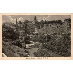 Carte postale ancienne Luxembourg vallée de l’Alzette et rocher du Bock