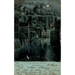 Carte postale ancienne Luxembourg vue prise du Pont du Grund en 1903
