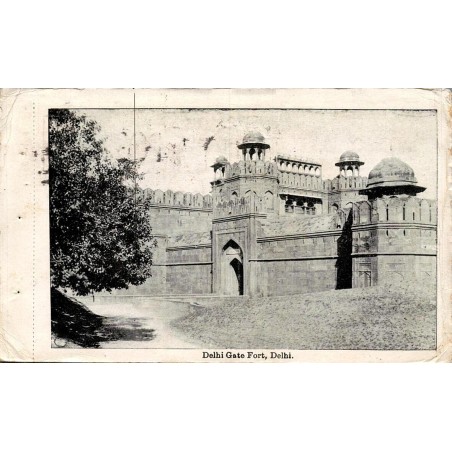 Carte postale ancienne Delhi Gate Fort Rouge Delhi architecture moghole