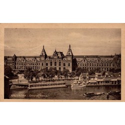 Carte postale ancienne Amsterdam Centraal Station gare centrale circulée 1952