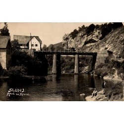 Carte postale ancienne Slunj Most na Korani circulée 1937 pont sur la rivière Korana Croatie