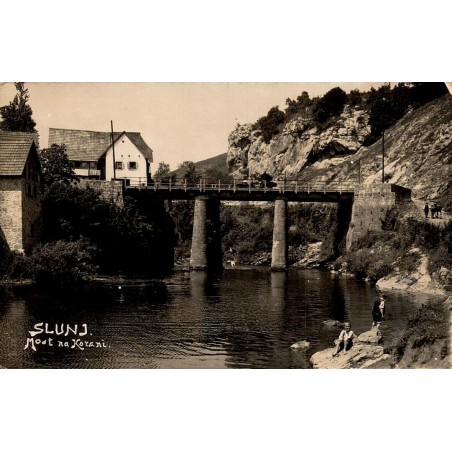 Carte postale ancienne Slunj Most na Korani circulée 1937 pont sur la rivière Korana Croatie