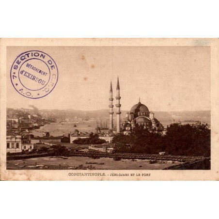 Carte postale ancienne Constantinople Jeni Djami et port historique d’Istanbul