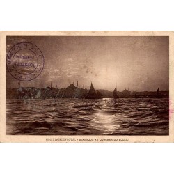 Carte postale ancienne Constantinople Stamboul au coucher du soleil circulée 1919L