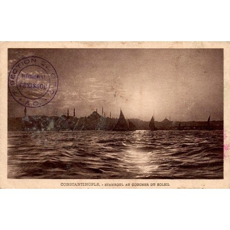 Carte postale ancienne Constantinople Stamboul au coucher du soleil circulée 1919L