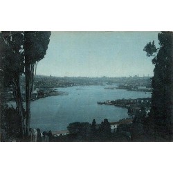 Carte postale ancienne Constantinople cimetière d’Eyoub et Corne d’Or circulée 1919