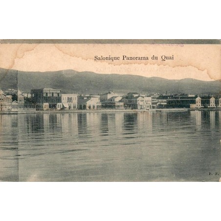 Carte postale ancienne Salonique panorama du quai circulée 1916 Benroubi Pesseh