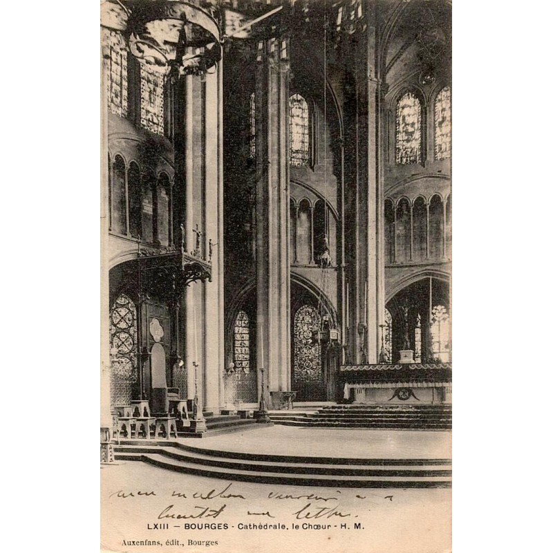 Carte postale ancienne du chœur de la cathédrale de Bourges architecture gothique
