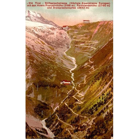 Route du col du Stelvio Tyrol carte postale ancienne Alpes italiennes