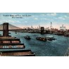 Brooklyn Bridge et skyline de New York carte postale ancienne circulée H Finklestein Son