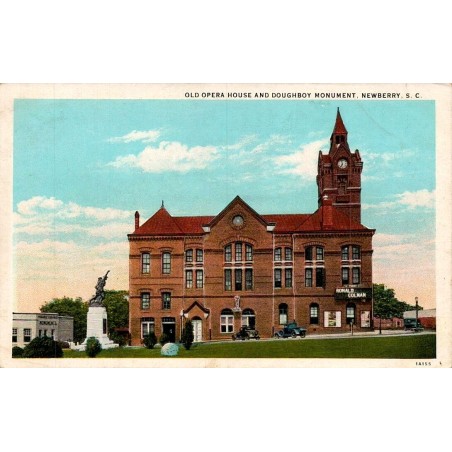 Old Opera House et Doughboy Monument Newberry Caroline du Sud carte postale ancienne Curt Teich