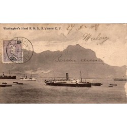 Washingtons Head RMS CV paquebot carte postale ancienne circulée 1908 éditeur S Vincent